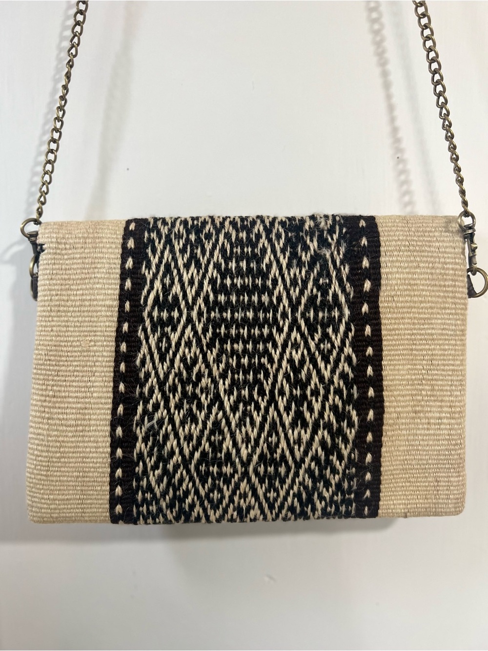 Handmade Moroccan Woven Black & Cream Crossbody Bag - Picture 2 of 5